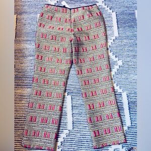 NWT - Cynthia’s Rowley Gold/ Pink Brocade Size 8 Flare Back Zip Pant